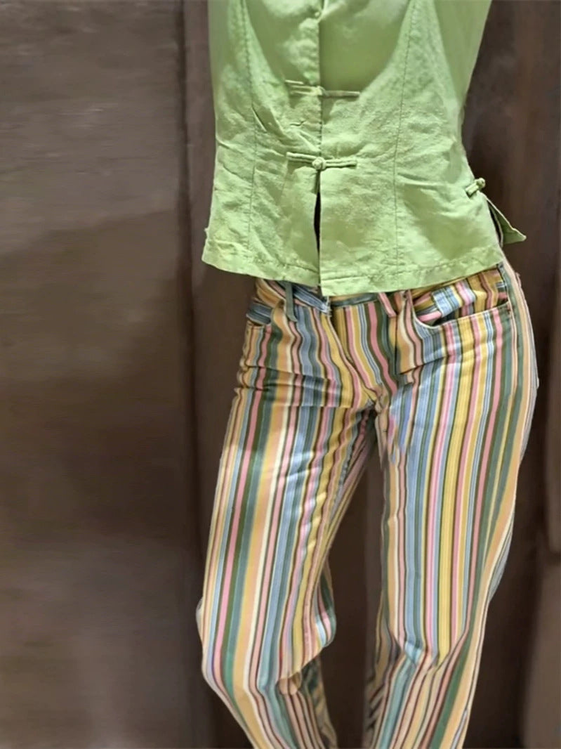 Women's Vintage Multi-Stripe Straight Leg Casual Pants