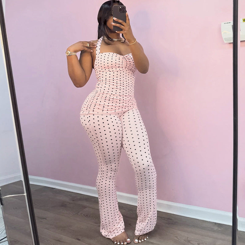 Women's Ribbed Crop Tank Top & Shorts Two-Piece Set