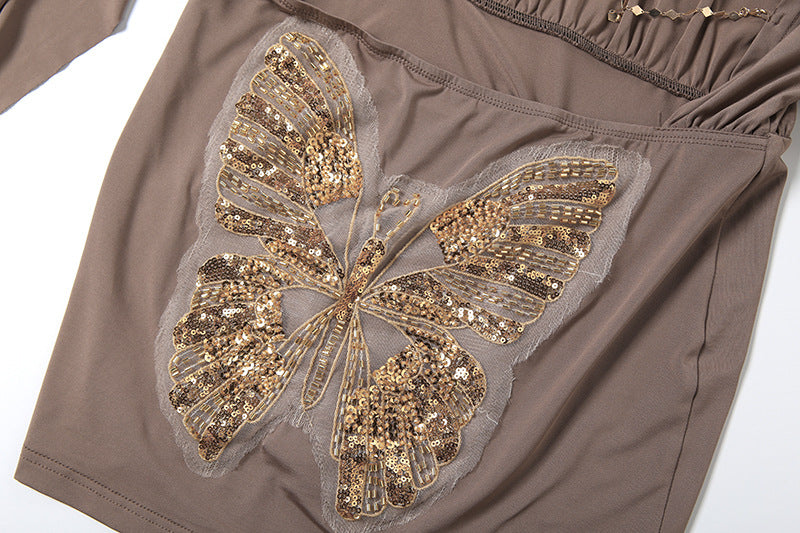 Women's Rhinestone Halter Mini Dress