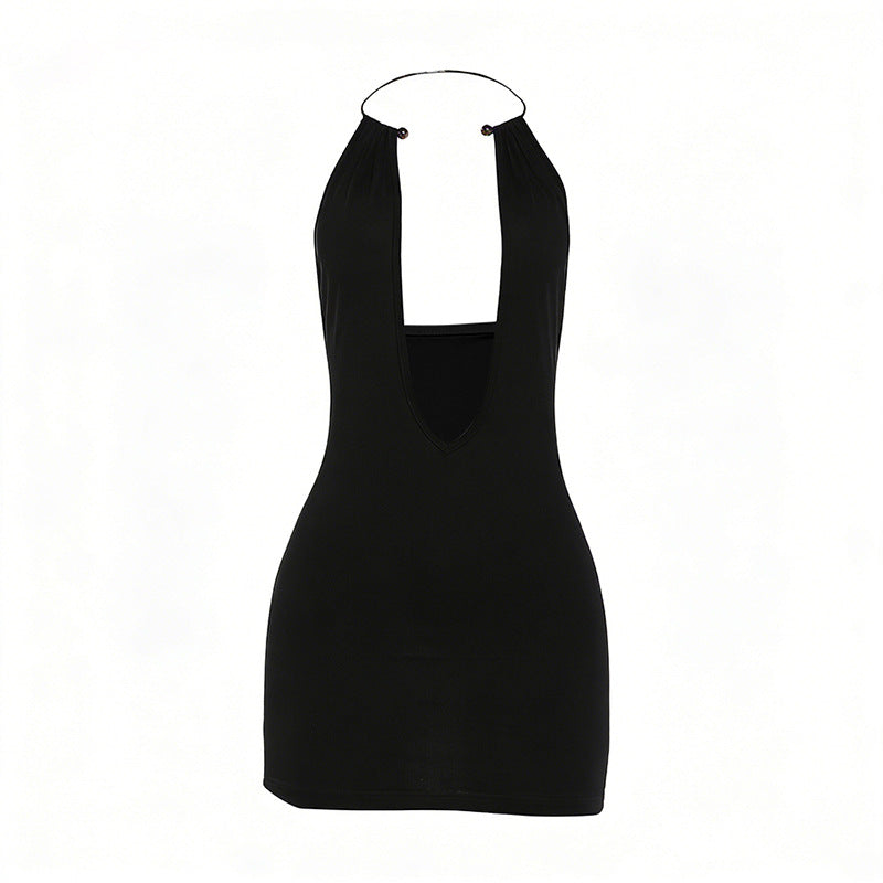 Women's Plunge Halter Mini Dress