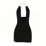 Women's Plunge Halter Mini Dress