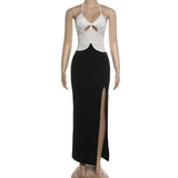 Women's Cutout Halter Slit Maxi Dress