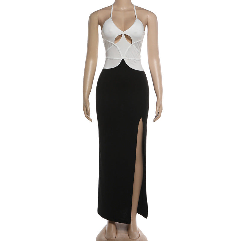 Women's Cutout Halter Slit Maxi Dress