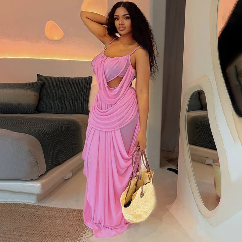 Women's Draped Cutout Maxi Dress