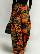 Women's High Waist Camo Wide Leg Jeans