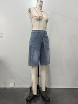 Women's Asymmetrical Denim Bermuda Shorts