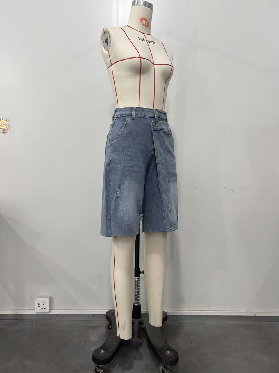 Women's Asymmetrical Denim Bermuda Shorts
