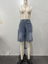 Women's Asymmetrical Denim Bermuda Shorts