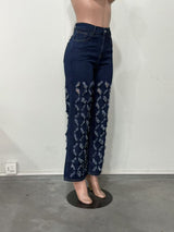 Women's Distressed Wide Leg Denim Jeans