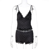 Women's Polka Dot Lace Cami Pajama Set