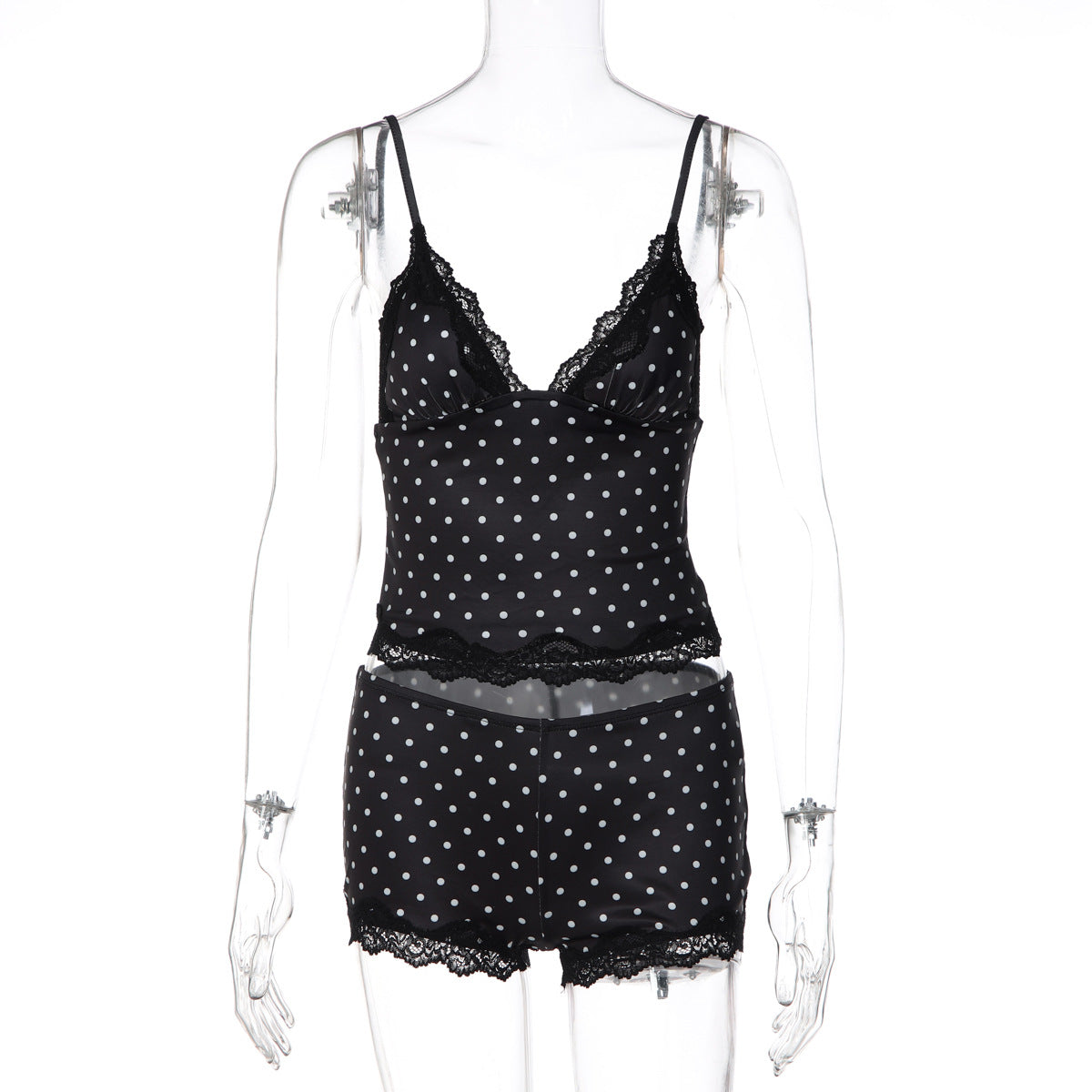 Women's Polka Dot Lace Cami Pajama Set