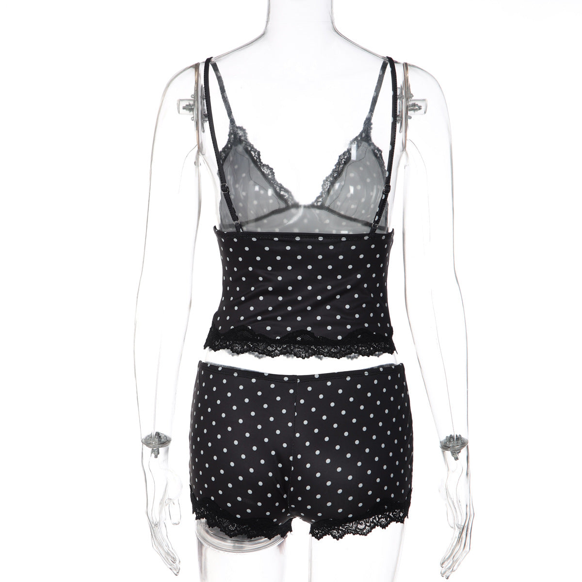 Women's Polka Dot Lace Cami Pajama Set
