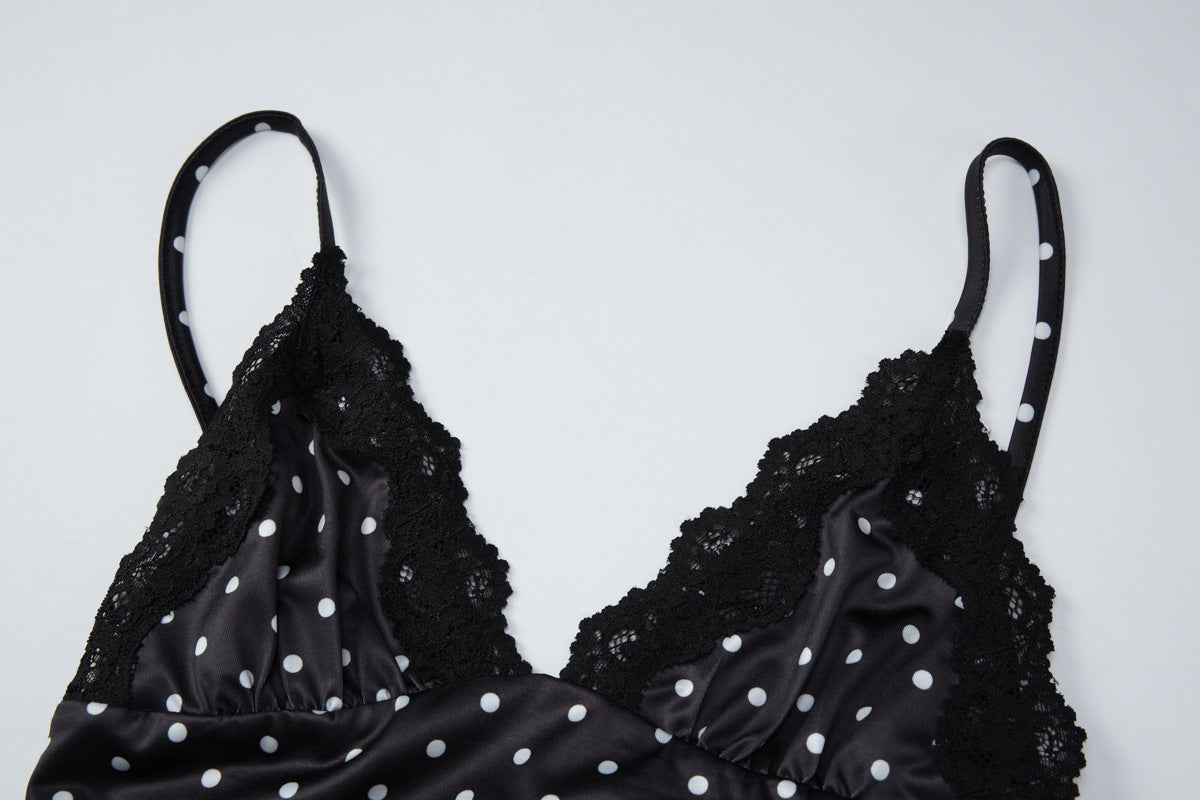 Women's Polka Dot Lace Cami Pajama Set