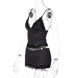 Women's Polka Dot Lace Cami Pajama Set