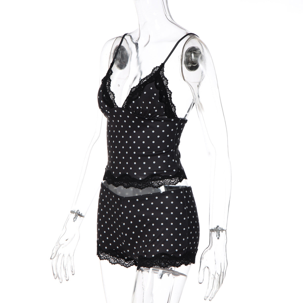 Women's Polka Dot Lace Cami Pajama Set