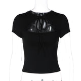 Women's Cut Out Tie Front Slim Fit Top