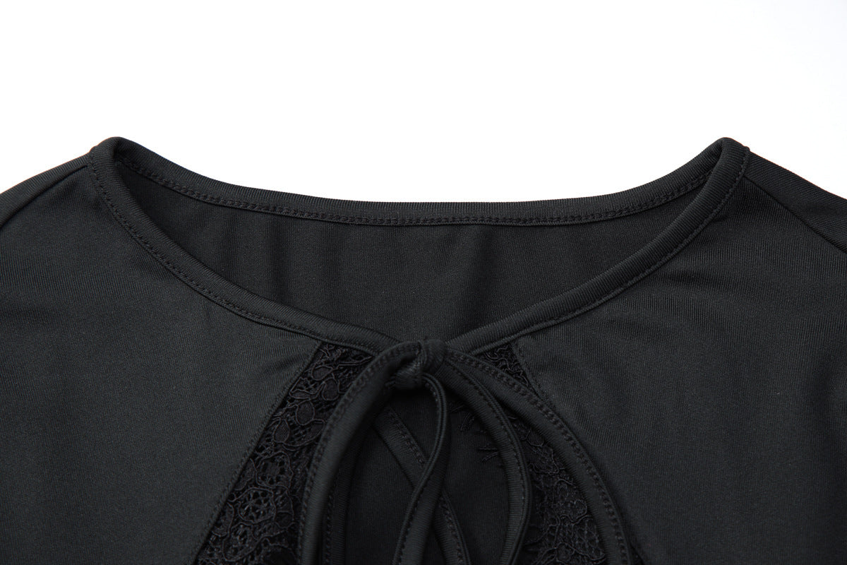 Women's Cut Out Tie Front Slim Fit Top