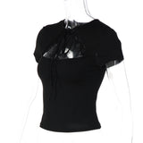 Women's Cut Out Tie Front Slim Fit Top