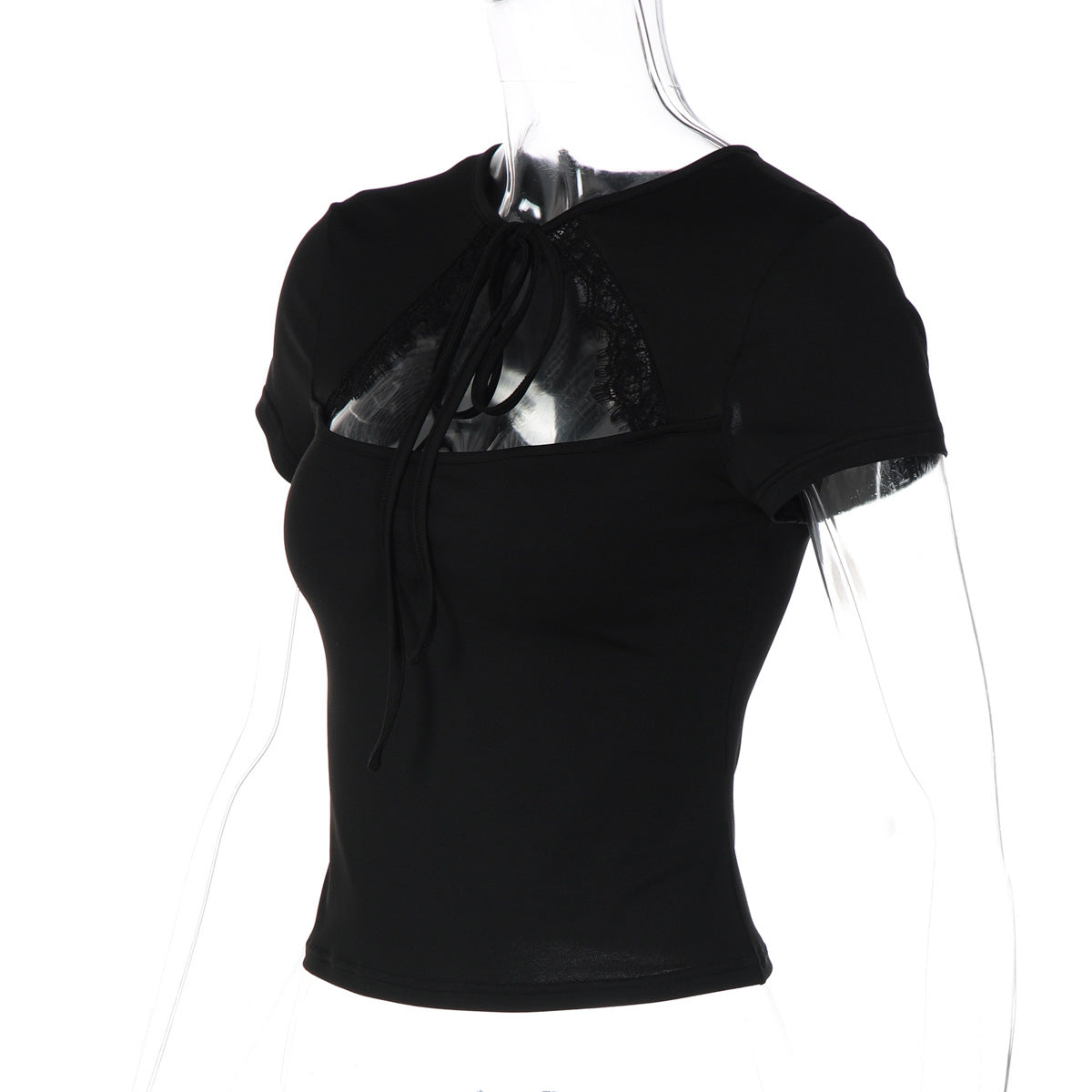 Women's Cut Out Tie Front Slim Fit Top