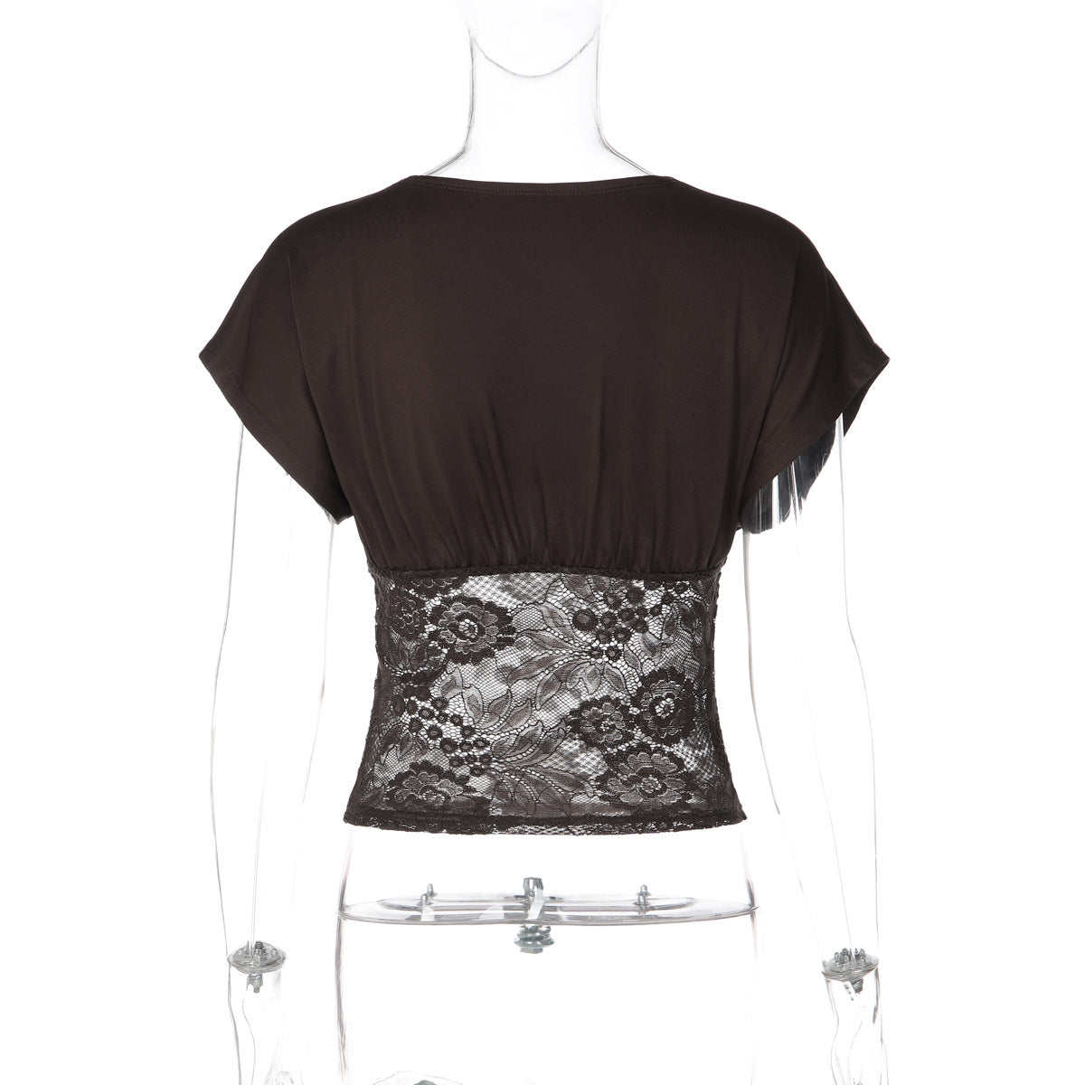 Women's Lace Panel V Neck Slim Fit Top