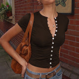 Women's Button Front Slim Fit T Shirt