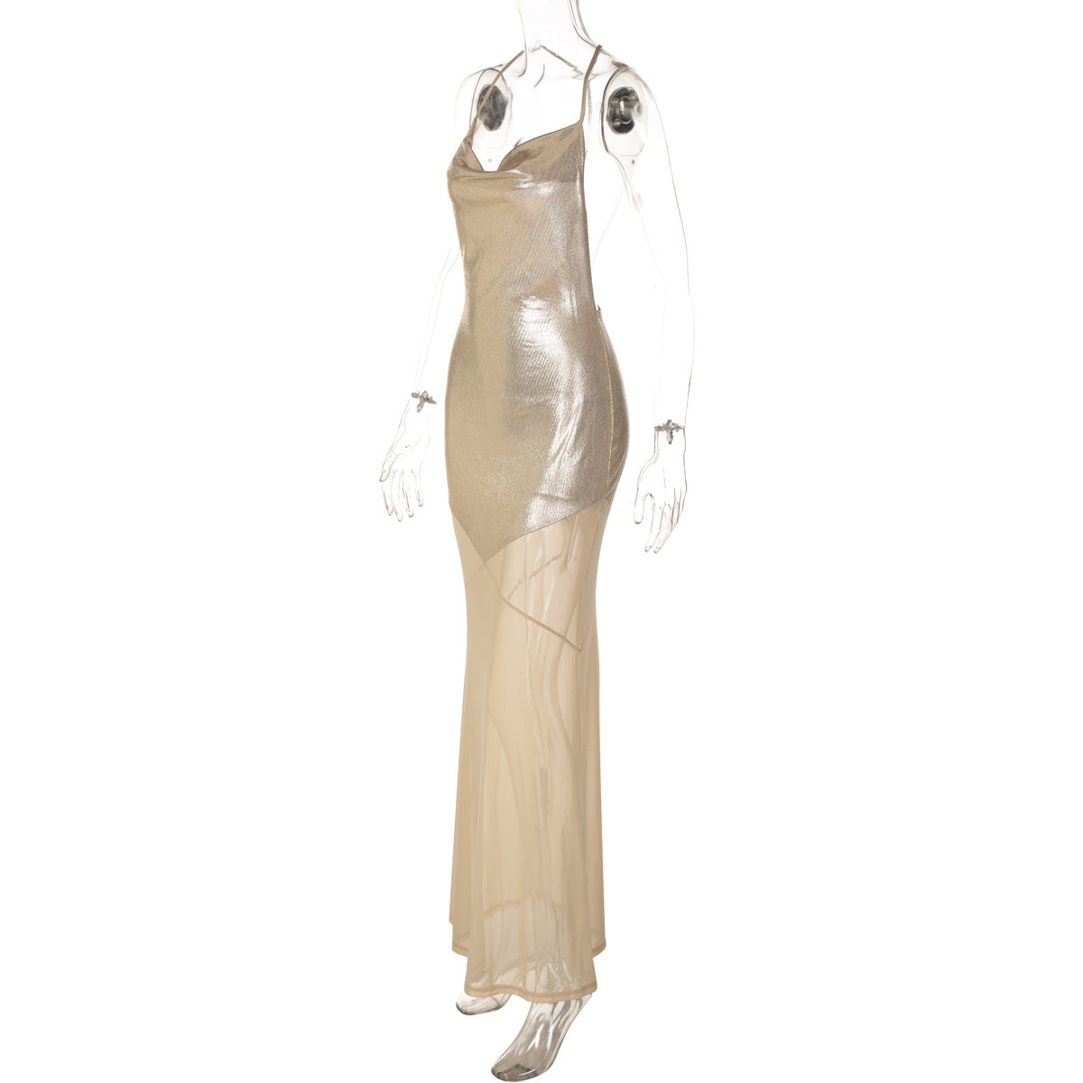 Women's Sequin Cowl Neck Maxi Dress
