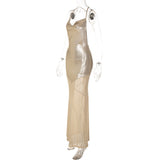 Women's Sequin Cowl Neck Maxi Dress