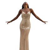 Women's Sequin Cowl Neck Maxi Dress