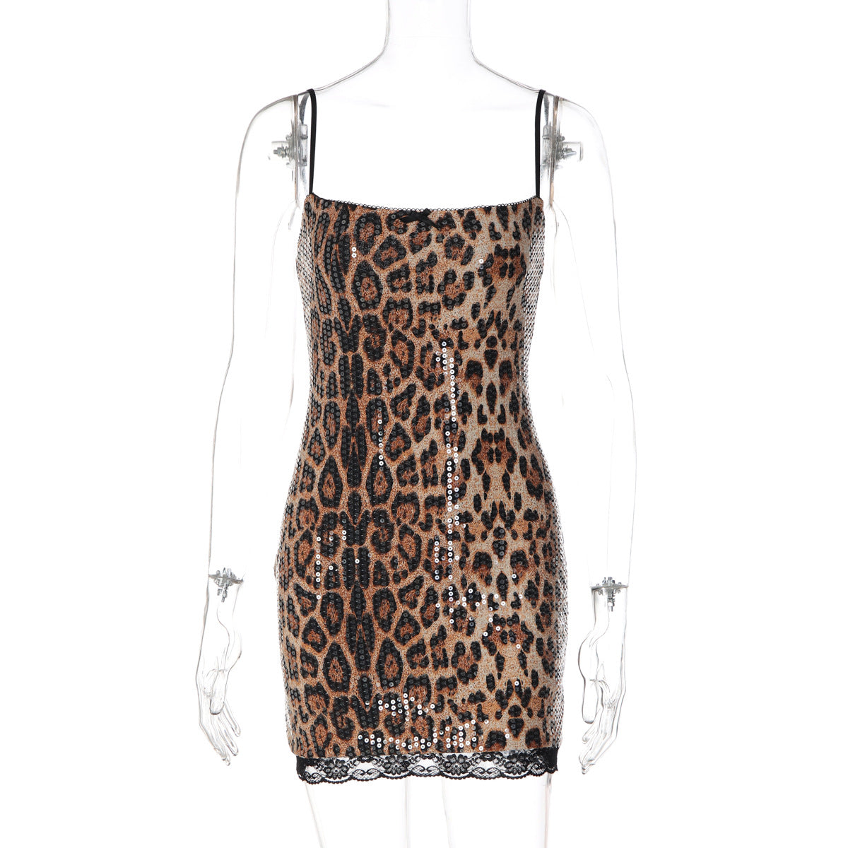 Women's Sequin Leopard Print Mini Dress