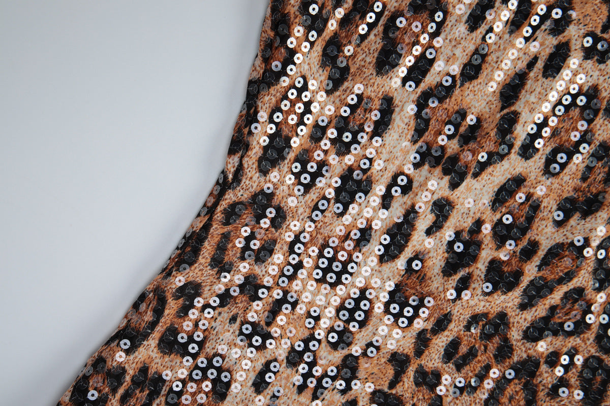 Women's Sequin Leopard Print Mini Dress
