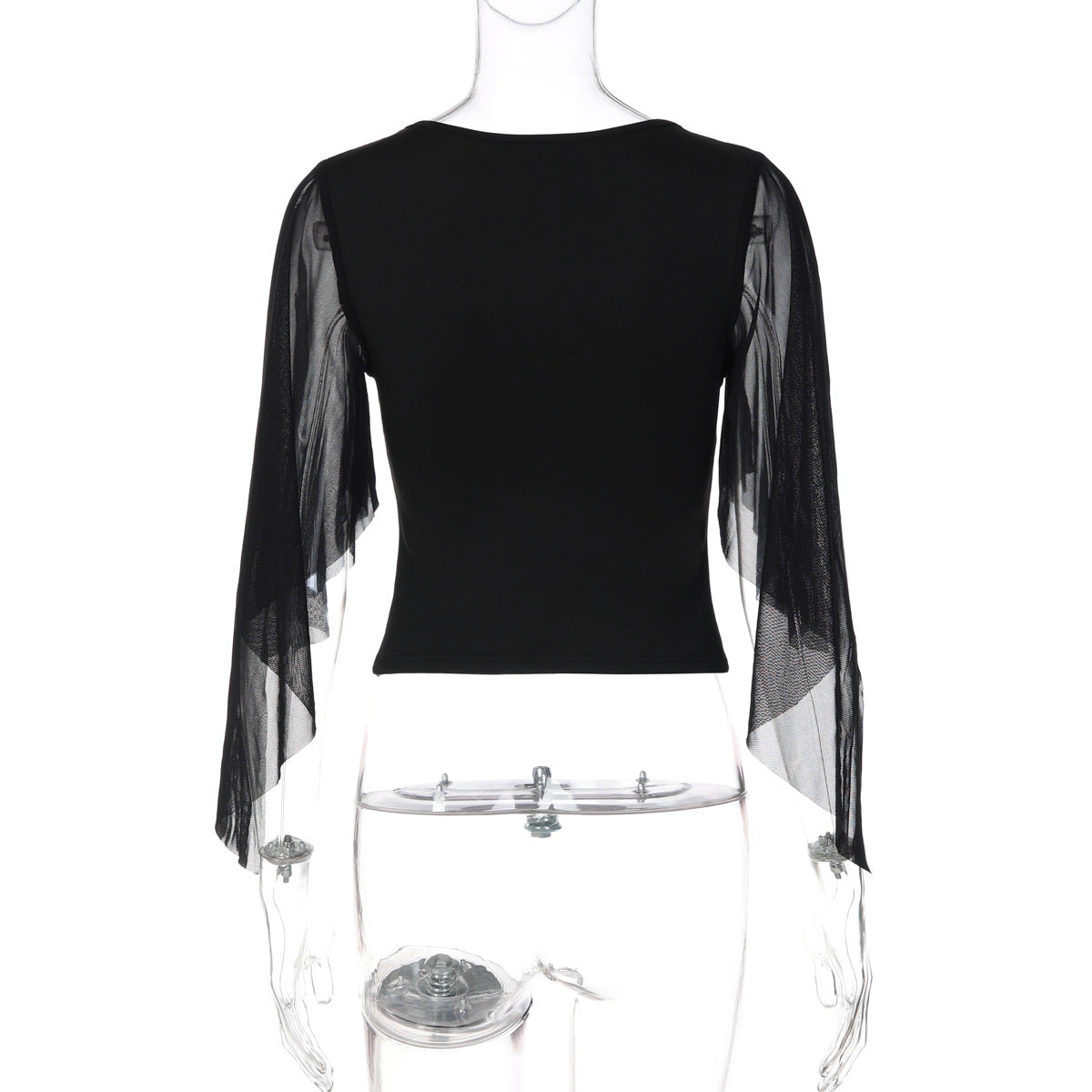 Women's Sheer Sleeve V Neck Blouse Top