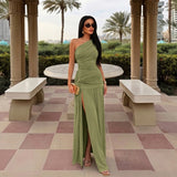 Women's One Shoulder Split Maxi Dress