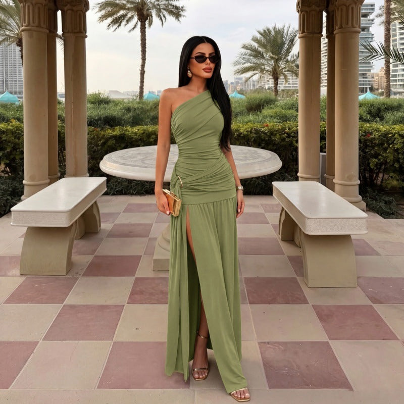 Women's One Shoulder Split Maxi Dress