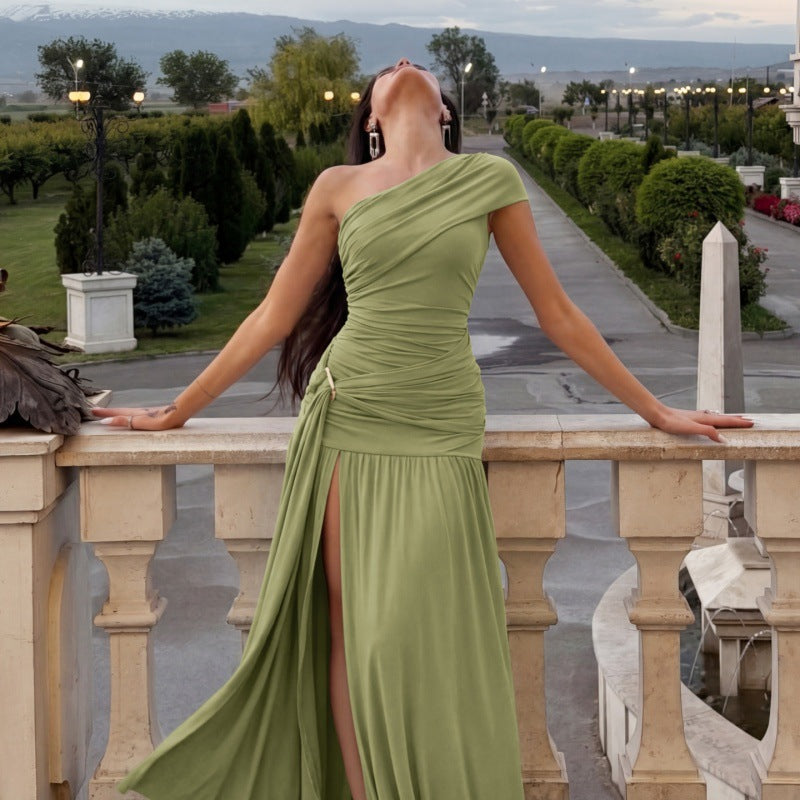 Women's One Shoulder Split Maxi Dress