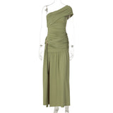 Women's One Shoulder Split Maxi Dress