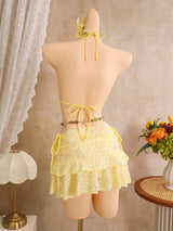 Women's Floral Bikini & Ruched Skirt Swimwear Set