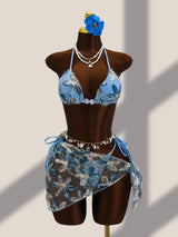 Women's Floral Bikini & Sheer Wrap Skirt Set