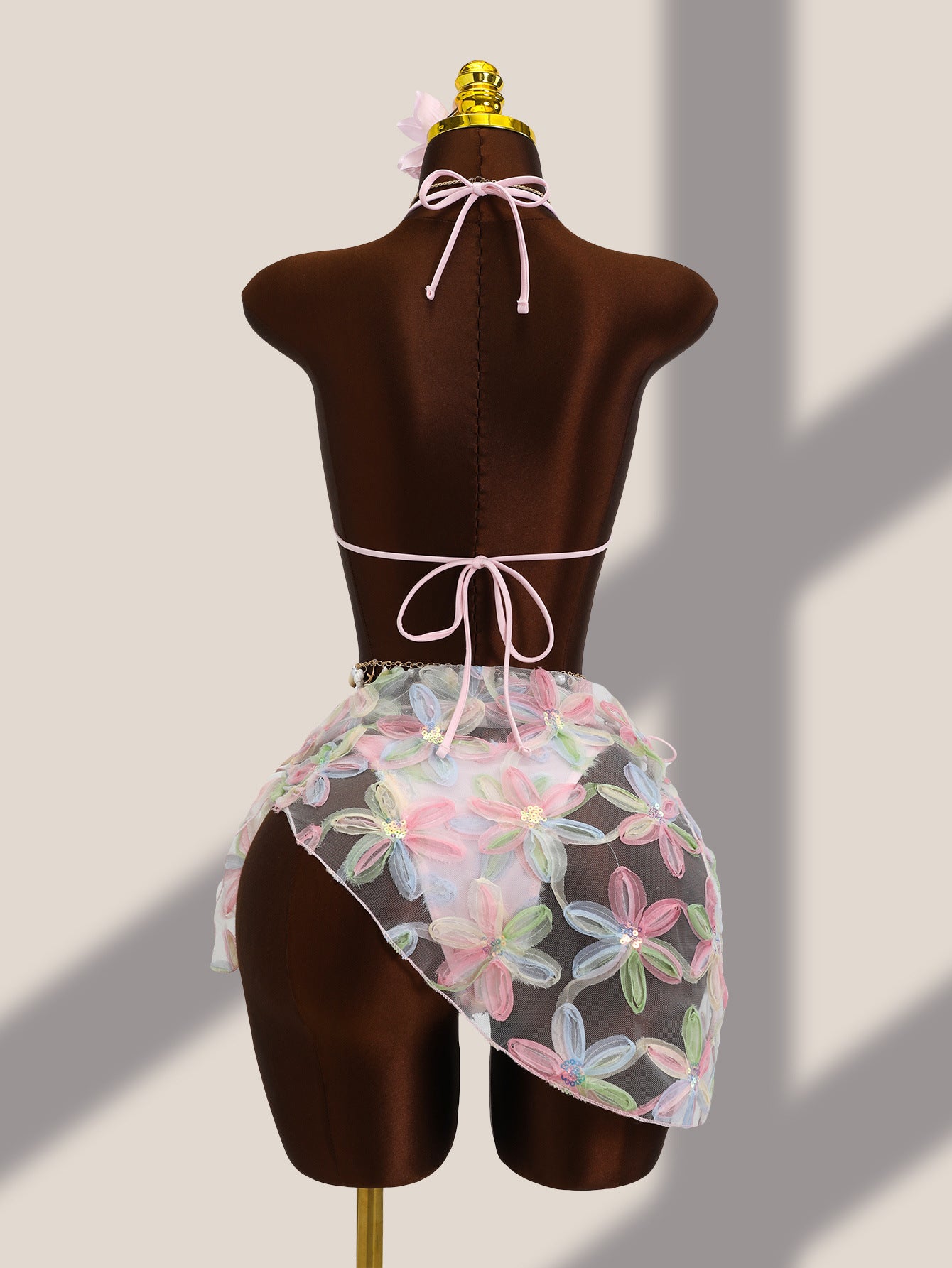 Women's Floral Bikini & Sheer Wrap Skirt Set