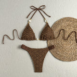 Women's Textured Shell Accent Triangle Bikini Set