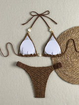Women's Textured Shell Accent Triangle Bikini Set