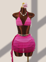 Women's Triangle Bikini & Ruffle Skirt Swim Set
