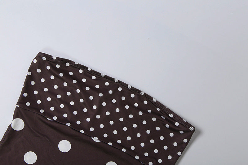 Women's Strapless Polka Dot Mesh Shorts Set