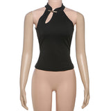Women's Halter Keyhole Sleeveless Tank Top
