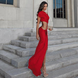 Elegant Cutout Ruched Maxi Dress
