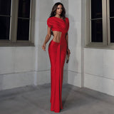 Elegant Cutout Ruched Maxi Dress