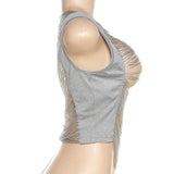 Fringe Metallic Crop Party Top