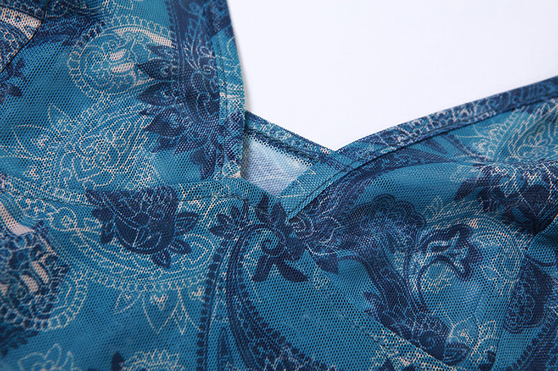 Vintage Print Mesh Cami Top