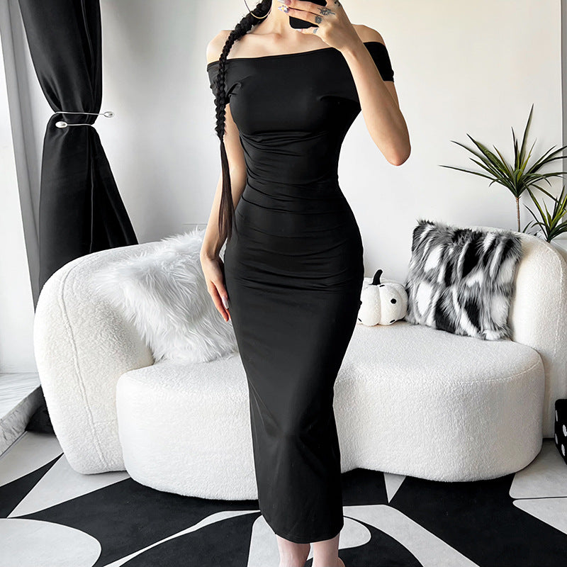 Elegant Boat Neck Bodycon Midi Dress