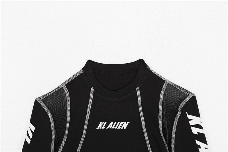 Long Sleeve Graphic Compression Bodysuit