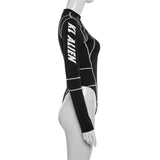 Long Sleeve Graphic Compression Bodysuit